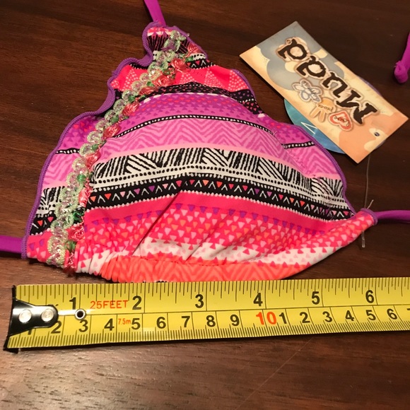 Striped Ruffle String Swim Top - Picture 6 of 8